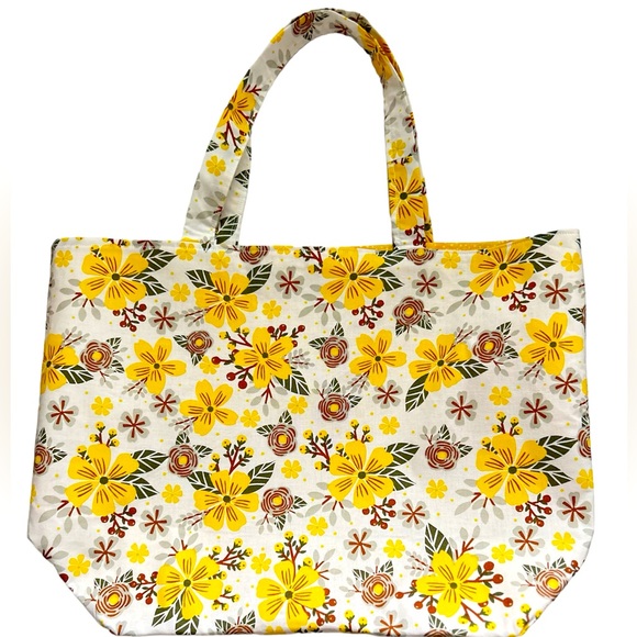 Handmade Colorful Floral Fabric Tote Bag All Purpose Carry All Shoulder Purse - Picture 8 of 9